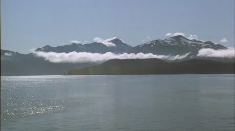 Coast line,Mountains,clouds,ocean,POV,Ak Stock Footage 26667785