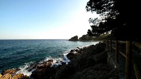 The coast in lloret de mar a clear day Stock Footage 106065968