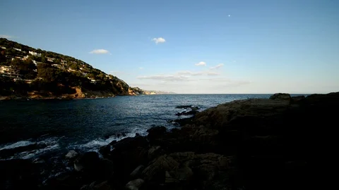 The coast in lloret de mar a clear day Stock Footage 106067576