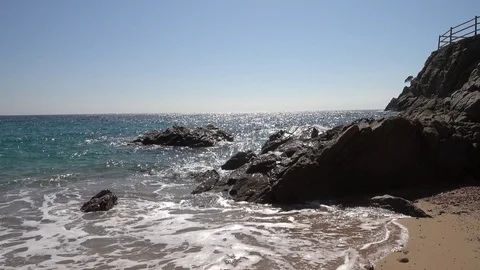 The coast of Lloret de Mar on the Costa Brava Stock Footage 111816250