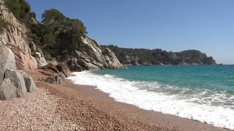 The coast of Lloret de Mar on the Costa Brava Stock Footage 111816799