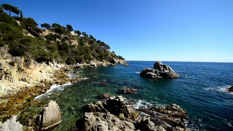 The coast of Lloret de Mar a sunny day Stock Footage 105413601