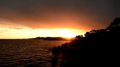 The coast of Lloret de Mar at sunset Stock Footage 105417737
