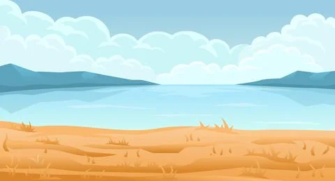 Coast. mountains and clouds. Stock Illustration