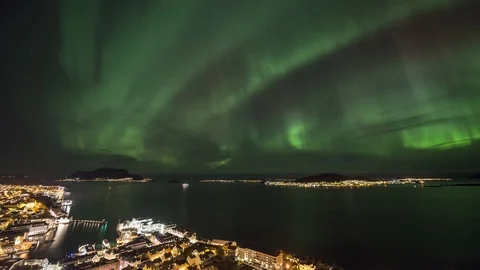 Coast with Northern Lights Stock Footage 87798457