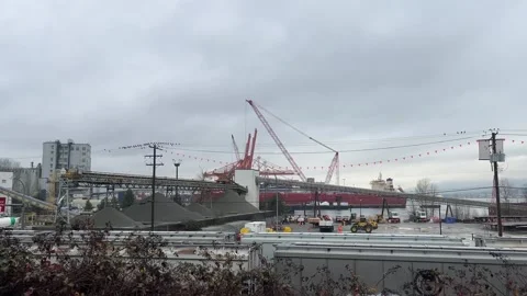 Coast northwest mountain docks clouds Stock Footage 259850084