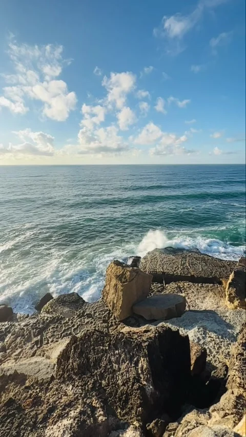Coast ocean in daylight Stock Footage 303845140