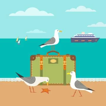 Coast poster concept Stock Illustration