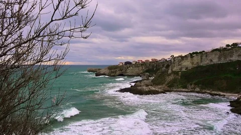 Coast sea in cloudy weather Stock Footage 72103718