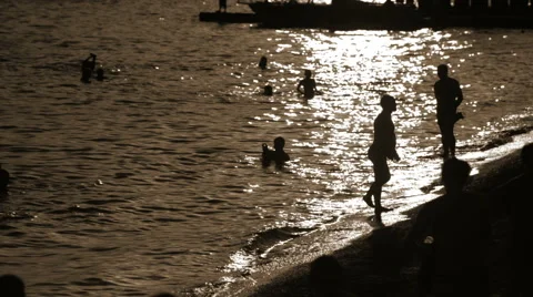 Coast sea at sunset Stock Footage 40061134
