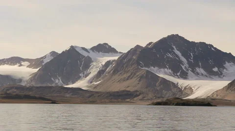 Coast of Svalbard. View from the ship. Summertime Stock Footage 63123110