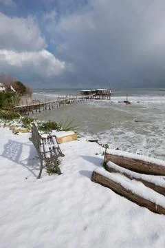 The coast of the Trabocchi Stock Photos
