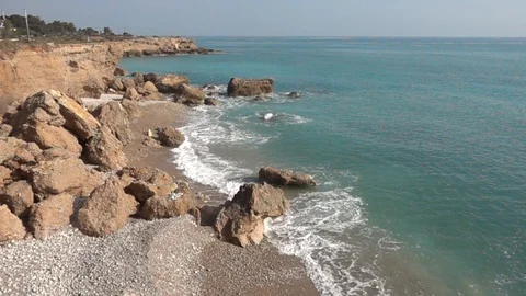 The coast of Vinaroz on a clear day Stock Footage 124696958