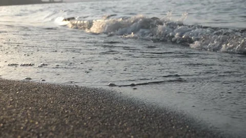 On the coast the waves of the water Stock Footage 96245372