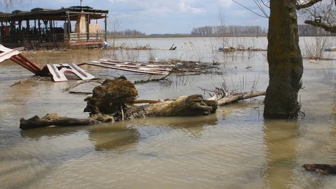 Coast Wreck After Flood Stock Footage 88414254
