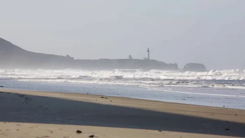 Coastal Beach and Lighthouse Stock Footage 81557268