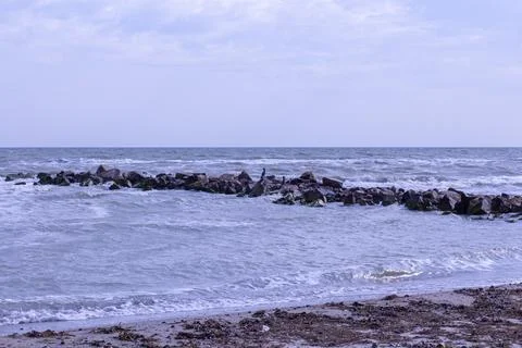 Coastal beach background in early spring Foto stock