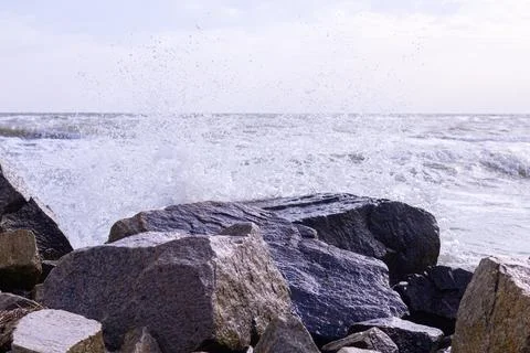 Coastal beach background in early spring Stock Photos