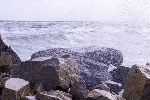 Coastal beach background in early spring Stock Photos