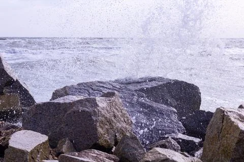 Coastal beach background in early spring Stock Photos