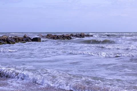 Coastal beach background in early spring Stock Photos
