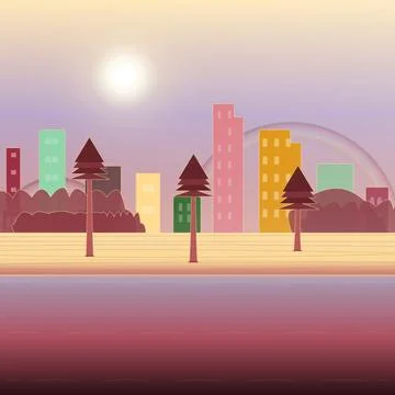 Coastal beach environment with daylight sky, coastal mountain ridge, and left dr Stock Illustration