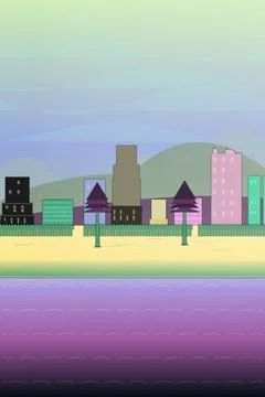 Coastal beach environment with, sand beach, and shore-break surf Stock Illustration