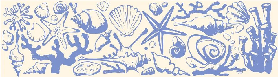 Coastal boho shell illustration Stock Illustration