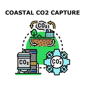 Coastal carbon dioxide capture and storage technology concept Stock Illustration