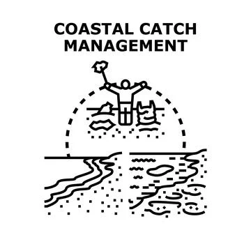 Coastal catch management protecting clean ocean environment Stock Illustration