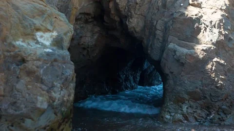 Coastal Cave Tide Stock Footage 58028451