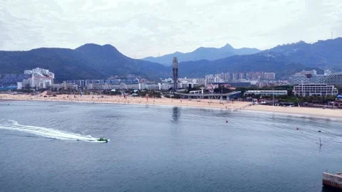 Coastal Cityscape of Dameisha Park, Shenzhen, China Video stock 331551908