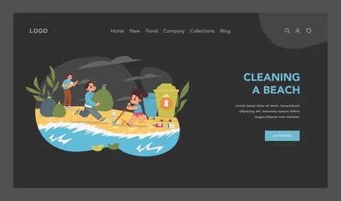 Coastal cleanup concept. Vector illustration Ilustración de archivo