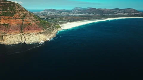 Coastal cliff aerial, low angle, cinematic grade Stock Footage 340559239
