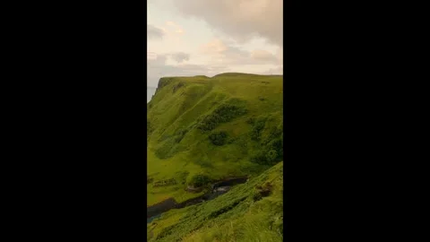 Coastal Cliffs Near An Leth Allt Viewpoint on the Isle of Skye Scotland Stock Footage 341808144