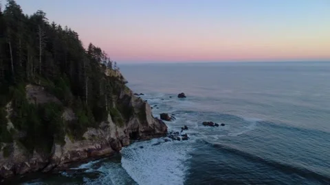 Coastal Cliffs at Sunset Drone Stock Footage 341366543