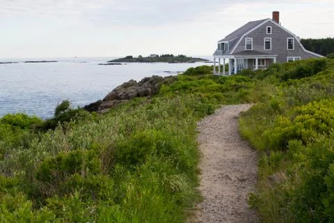 Coastal Cottage down Path Stock Photos