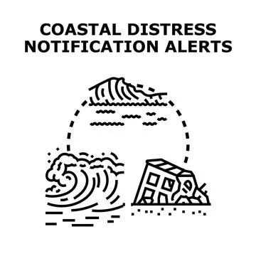 Coastal distress notification alert system icons Stock Illustration