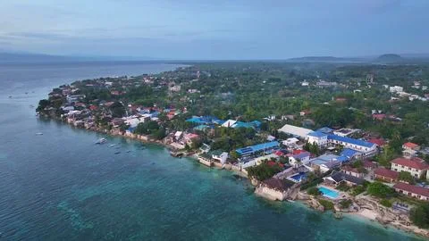Coastal drone view of Moalboal, Cebu, Philippines - sunset drone view Stock Photos