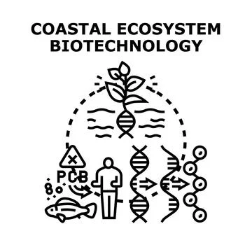 Coastal ecosystem biotechnology with genetic engineering concept Stock Illustration