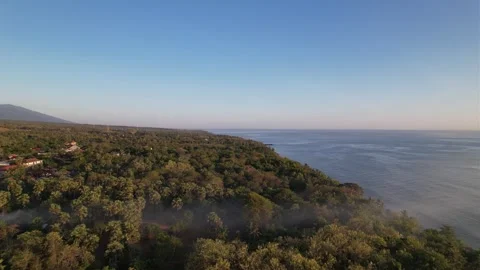 Coastal Elegance Panoramic Views of the Coast and Forest in Bali Stock Footage 255872476
