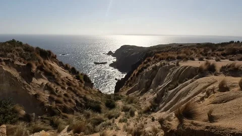 Coastal Erosion at Cape Woolamai - Dramatic Sea Cliffs and Shoreline Retrea.. Stock Footage 312065966