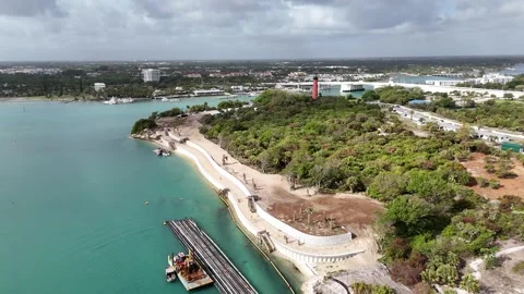 Coastal Erosion Control and Beach Nourishment Project in Florida Aerial Stock Footage 332248998