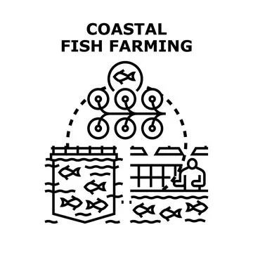 Coastal fish farming industry developing seafood production Ilustración de archivo