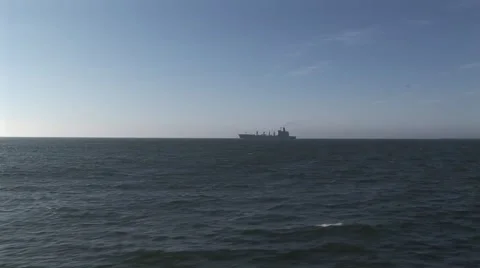 Coastal freighter at sea Stock Footage 57652003