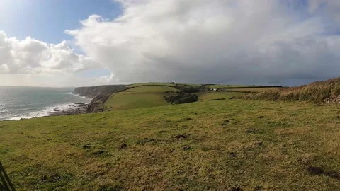 Coastal Greenland Fields Stock Footage 162423843