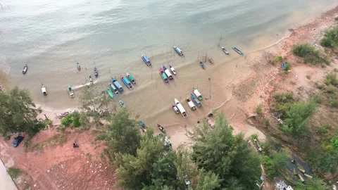 Coastal Harmony: Elevated Drone Footage Reveals a Bustling Collection Video stock 325194778