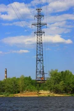 Coastal high-voltage support Stock Photos