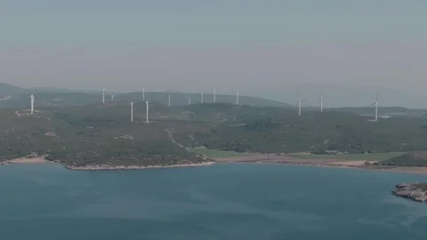 Coastal Hills with Wind Turbines Stock Footage 282928053