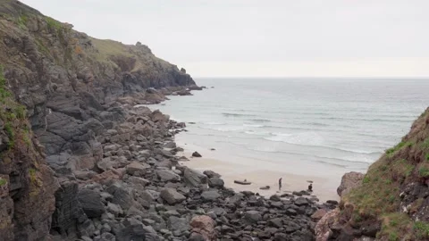 Coastal Landscape Beaches and Cliffs- 4K Stock Footage